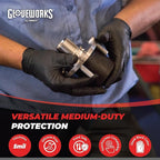 GLOVEWORKS Black Disposable Nitrile Industrial Gloves 5 Mil, Latex/Powder-Free, Food-Safe, Textured