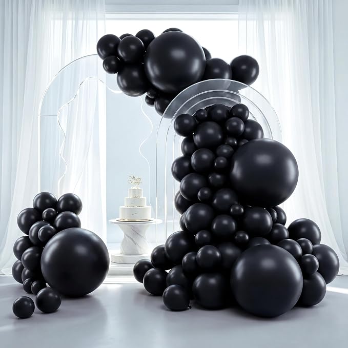 RUBFAC Balloon Arch Kit Black Balloons Different Sizes 129pcs by RUBFAC