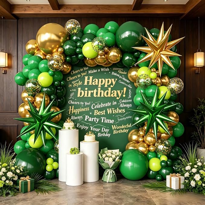 Green and Gold Balloons Garland Arch Kit by Unknown