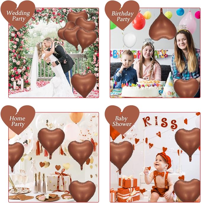 10PCS Brown Khaki Heart Shape Balloons - Image 7