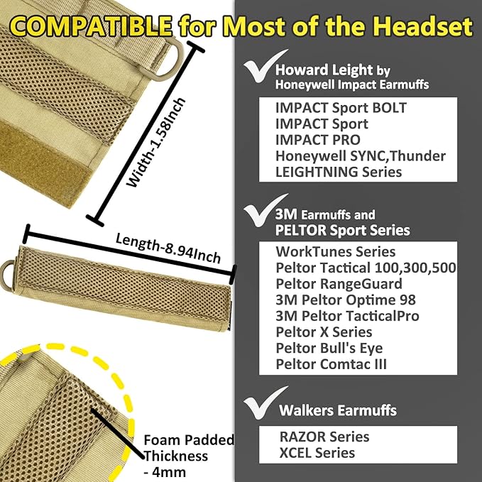 PROHEAR HC01 Headset Cover Tactical Advanced Earmuffs Modular Cover Fit for 3M WorkTunes Peltor Howard Leight Impact Walkers Razor - Desert