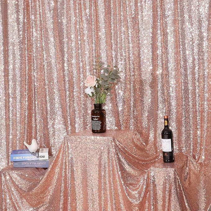 Eternal Beauty Rose Gold 3mm Sequin Backdrop 8x8 Ft - Image 3