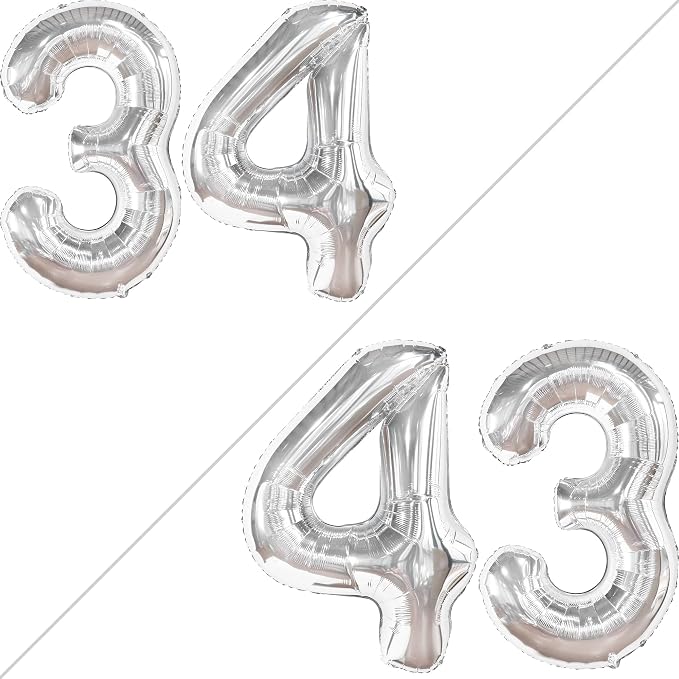 KatchOn 34 Balloon Numbers Set 40 Inch, 34 Birthday Decorations | 34 Birthday - Image 2