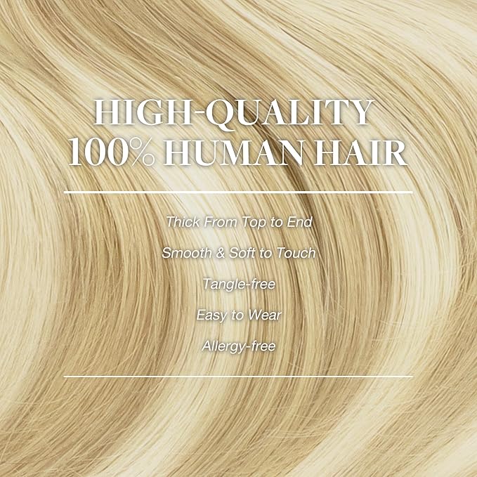 GOO GOO Clip in Hair Extensions Real Human Hair, Remy Human Hair Extensions Clip ins for Women, Natural Human Hair, 14inch 150g 9Pcs, 18D/22F Dirty Blonde Highlights