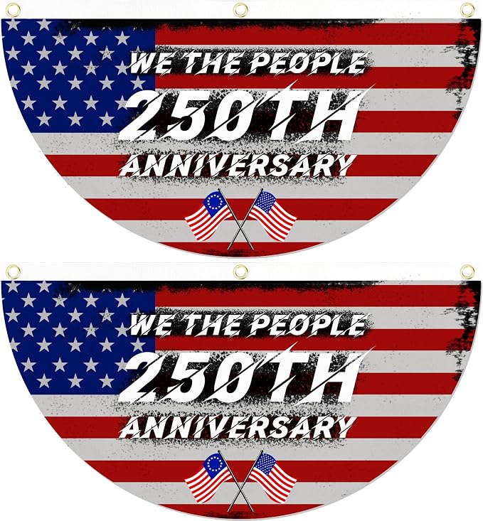 2PCS USA Anniversary 250th Flag, 1.5X3 FT Anniversary Fan Flags, Yard Signs by Unknown
