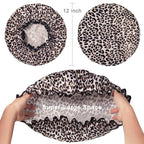 Aquior Shower Cap, Shower Cap for Women Reusable Waterproof, Large Bath Hair Cap for All Hair Lengths, Ladies, Men and Kids (Leopard)