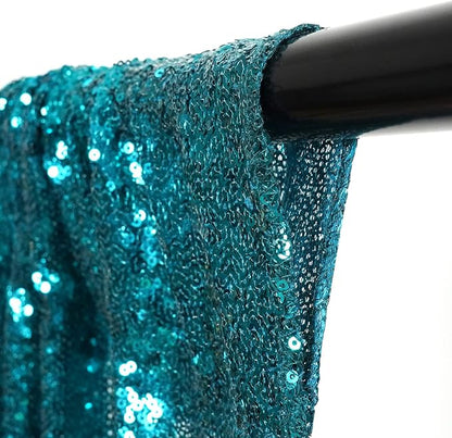 Poise3EHome 2Pcs 2Ft x 8Ft Teal Sequin Backdrop Curtains, Glitter Photography - Image 4