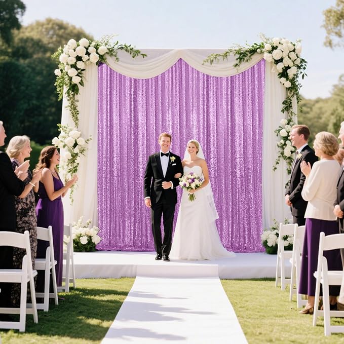 2×8FT-6PCS Lavender Sequin Backdrop Curtains Panels, Photography Backdrop - Image 4