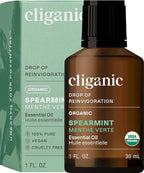Cliganic Organic Spearmint Essential Oil, 1oz - 100% Pure Natural Undiluted, for Aromatherapy | Non-GMO