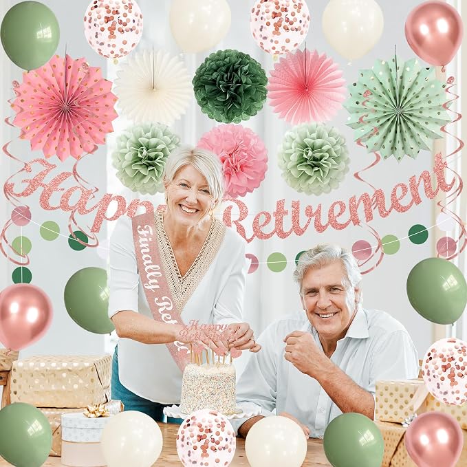 Vlipoeasn Pink Green Retirement Decorations - Image 6
