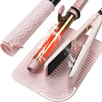 Heysam Heat-Resistant Silicone Mat and Heat Styling Tools Travel Mat Cover for Curling Irons, Hair Straighteners, Flat Iron, Professional Heat-Resistant/Non-Slip Mat for Countertop, 9"x6.5"-Blush
