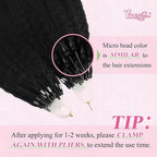 YoungSee Micro Beads Hair Extensions Human Hair Kinky Straight 22 Inch Black Microbead Hair Extensions Human Hair Black 50g Beaded Hair Extension Yaki 50s Invisible Microloop Remy Hair