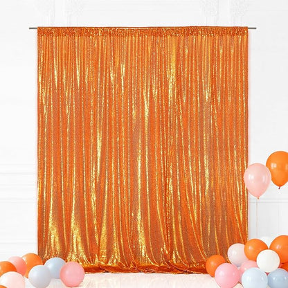 Eternal Beauty Orange 3mm Sequin Backdrop 6x8 Ft by EternalBeauty