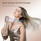 6 in 1 Hair Dryer Brush 60000RPM Blow Dryer Brush Upgrade Multi Hair Styling Tools Powerful Blow Out Auto Wrap Curlers Hot Air Brush Curling Wand Straightener Volumizer (Champagne Silver)