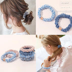 Hair Ties Scrunchies - Small Mini Scrunchy for Women Thick Hair Accessories Cute Soft No Slip Hair Elastics Ponytail Holder for Curly Hair No Damage Hairties Gift for Girls Blue Set