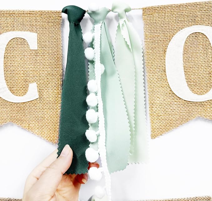 Welcome Baby Heart Burlap Pennant Banner Flag Felt Welcome Baby Sign and Heart - Image 5