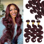 99J Human Hair Bundles Body Wave Burgundy Dark Red Wine Color Body Wave Bundles 100% Real Human Hair 20 22 24 Inch True To Length 3 Pcs/Pack