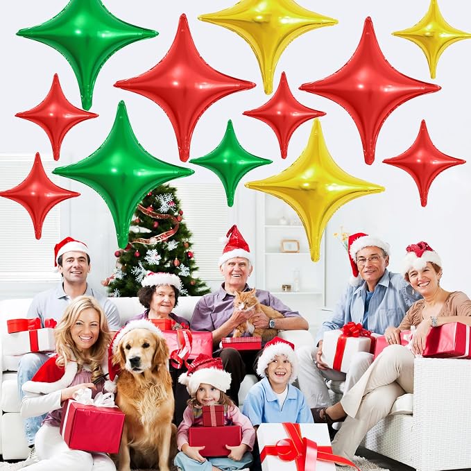 Red Green Gold Christmas Balloons, 26Inch and 10Inch Red Green Gold Quadrangle - Image 5