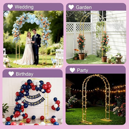 7.2FT Metal Wedding Arch Backdrop Stand Gold Arbor Frame - Image 6