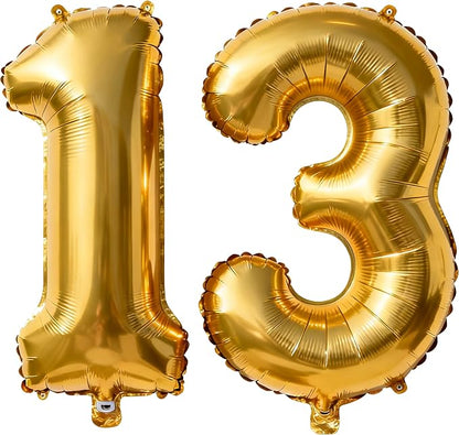Gold Number 13 Balloons 40 Inch Giant Number Gold 13 Foil Mylar Balloons by COLORFULELVES