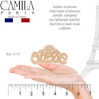 Camila Paris CP3046 French Hair Clip for Women, 3.25 inch Girls Hair Claw Clips Jaw Ivory Cellulose, Fashion Durable and Styling Hair Accessories for Women, Strong Hold No Slip Grip, Made in France