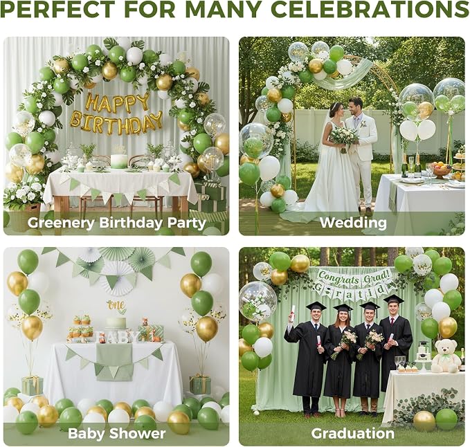 LovesTown 60PCS Sage Green Balloon Garland Kit, Balloon Arch Kit Metallic Latex - Image 5