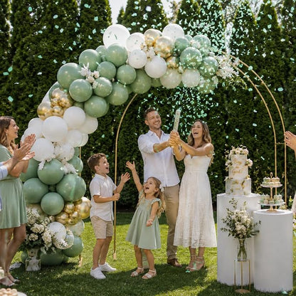 Sage Green White Gold Balloon Garland Arch Kit 156 Pcs Different Sizes 18 12 10 - Image 5