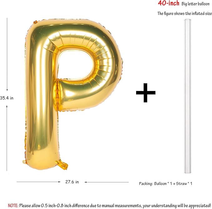 Letter Balloons 40 Inch Giant Jumbo Helium Foil Mylar Gold P | - Image 2