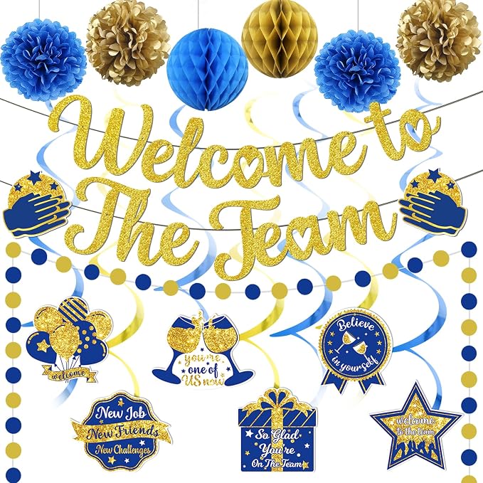 Welcome To The Team Banner Gold, Welcome Banner Circle Dots Garland Hanging by Unknown