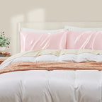 Blush Pink Satin Pillowcase Queen Size Set of 2 for Hair and Skin, Blush Pink Silk Pillowcase Breathable Pillowcase with Envelope Closure