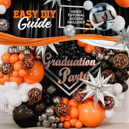 ALL-IN-1 Orange Black White Balloons Arch Kit - Image 4