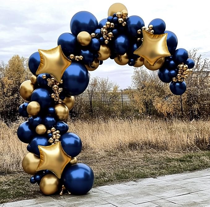 Royal Blue and Gold Balloon Garland Arch Kit - Image 6