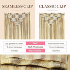 GOO GOO Clip in Hair Extensions Real Human Hair, Remy Human Hair Extensions Clip ins for Women, Natural Human Hair, 24inch 160g 7Pcs, 18A/613A Dark Blonde Highlighted Bleach Blonde