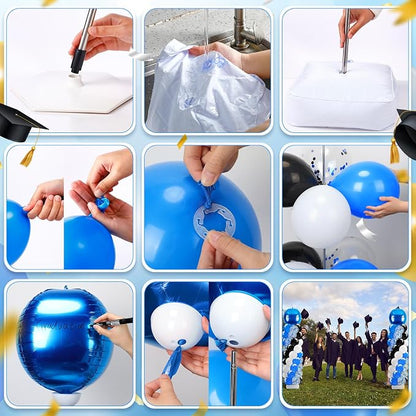 2 Sets Blue and Black White Balloon Column Stand Kit for, Adjustable Floor - Image 5