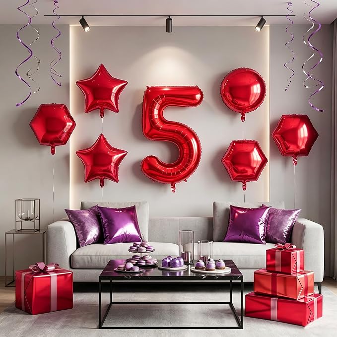 Number Balloons Red Party Balloon - Image 7