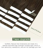 SURNEL Invisi Edge Tape in Hair Extensions #4 Chocolate Brown Injected Tape in Extensions Human Hair 16 Inch 20 Pcs 35g(#4,16)