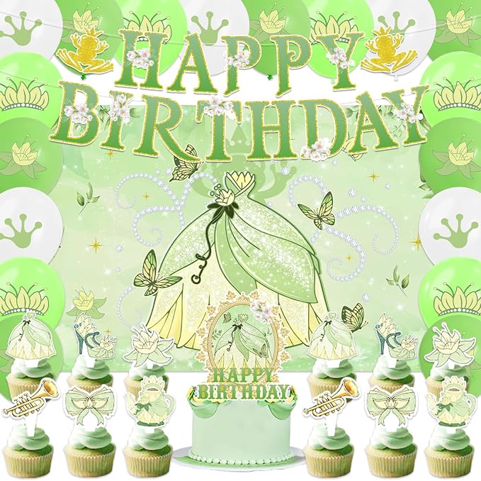 42Pack Princess and Frog Party decoration pack include Banner, Honeycomb by Frerand