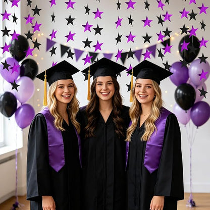 BEISHIDA 6Pcs Black and Purple Star Garland Decor Twinkle Paper Star Streamers - Image 6