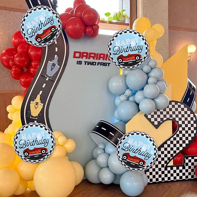 18 Inch Race Car Happy Birthday Balloons, Two Fast One Birthday Decor - Image 7