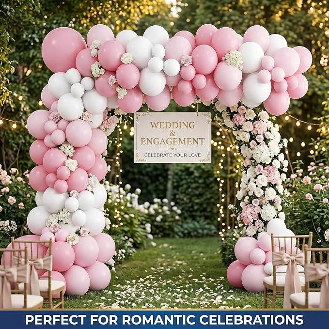 60pcs Pink and White Balloons, 12 Inch Pastel Pink White Balloons - Image 2