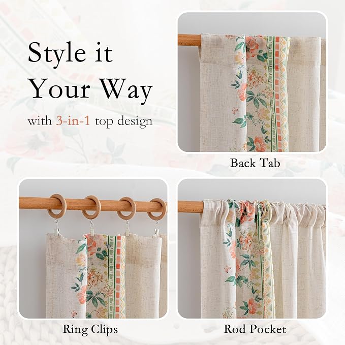 MYSKY HOME Boho Floral Curtains - Image 4