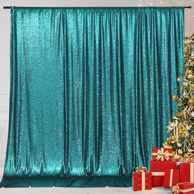 Eternal Beauty Teal 3mm Sequin Backdrop 20x10 Ft - Image 2