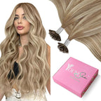 YoungSee U Tip Hair Extensions Real Human Hair Ombre Light Brown and Blonde Utip Real Hair Extension Balayage Human Hair K Tips Extensions for Long Hair Ktips Hair Extension Add Length 1G/S 50G 22In