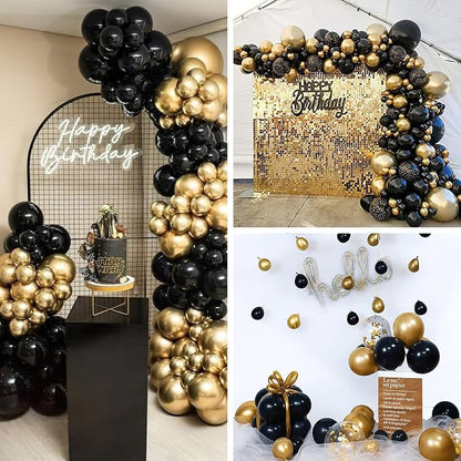 PartyWoo Black and Gold Balloons 66pcs 12 Inch Black Chrome Gold Balloons | - Image 3