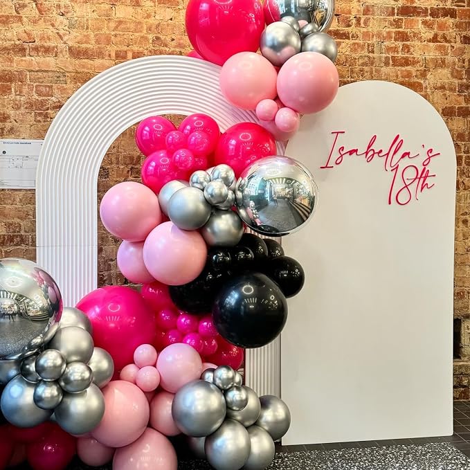 Hot Pink and Black Balloons, for Girls Wedding Bridal Shower Birthday Party - Image 5