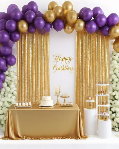 Gold Curtains Backrop for Wedding Parties: 3ftx8ft Gold Sequin Backdrop | 2 by QueenDream