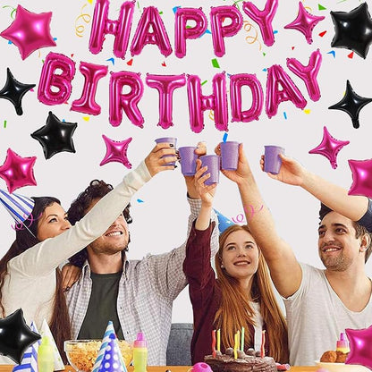TONIFUL Hot Pink Birthday Decoration Kit 16 Inch Happy Birthday Balloon | 16 - Image 5