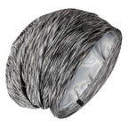 Silky Satin Lined Bonnet Sleep Cap - Adjustable Stay on All Night Hair Wrap Cover Slouchy Beanie for Curly Hair Protection for Women and Men - Heather Black