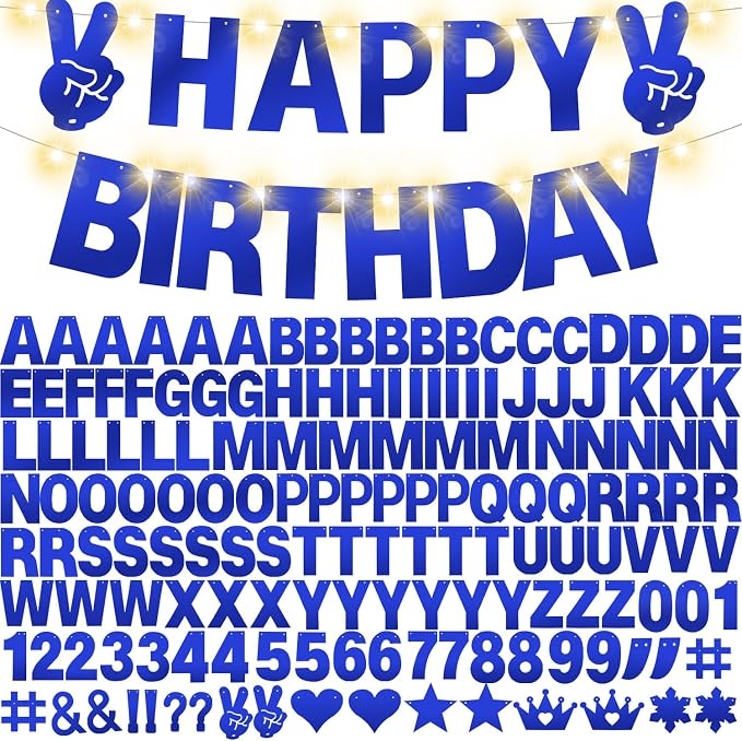 167Pcs DIY Glitter Customizable Banner Kit Happy Birthday Letter Hanukkah by WELITTCON