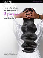 LUVME Invisible Clip in Hair Extensions,Body Wave 24 Inch 2 Pack 220g 12pcs Human Hair Invisible Clip ins Hair Extensions Natural Black Hair for Women
